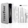 11pcs Ingrown Toenail Tool Kit - Professional Ingrown Toenail Removal Kit for Podiatry Kit and Pedicure - Toenail Ingrown Correction Complete with Ingrown Toenail File Lifter, Sidewall Cleaner view 1