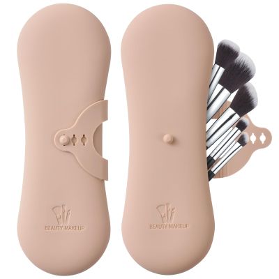 coclothy Travel Makeup Brush Holder, Anti-fall Out Silicone Portable Bag