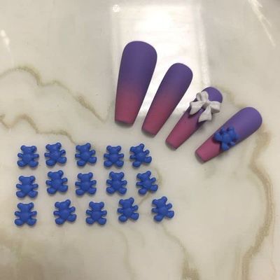 10pcs Nail Accessories Resin Bear Scrub Matte Mini Bear 3D DIY Nail Decoration Drill - (Color: wl)