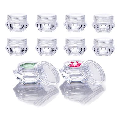 10Pcs 5 Gram Clear Plastic Cosmetic Sample Empty Containers Rhombic Shape Jars for Cream, Eye Shadow, Make Up Powder, Lotion, Lip Gloss, Lip Balm and More