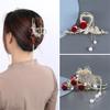 Retro Rose Pearl Grab Clip Tassel Ponytailtail Clip Clip diamond Ladies Hair Accessories Clip view 2