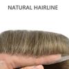 Toupee For Men Soft French Lace Hairpiece Durable Clear Poly Around Hair System Replacement Mens Toupee Human Hair Prosthesis For Men 8"X10"#1740 Dark Ash Blonde with 40%gray hair-100%density view 3