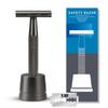 Double Edge Safety Razor with Stand, Single Blade Razors for Men and Women, with 10 Stainless Steel Double Edge Blades, Smooth and Close Shave, Plastic Free, Matte Gun Black view 1