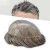 SINGA HAIR Toupee for Men Human Hair Replacement Full Poly Soft Hair Piece System for Men Injected PU Durable Skin Mens Wig Hairpiece8X10#260 Darkest Brown+60% Gray view 1