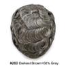 SINGA HAIR Toupee for Men Human Hair Replacement Full Poly Soft Hair Piece System for Men Injected PU Durable Skin Mens Wig Hairpiece8X10#260 Darkest Brown+60% Gray view 2