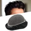 F M FACE MIRACLE NEW YORK Toupee For Men Soft French Lace Hairpiece Durable Clear Poly Around Hair System Replacement Mens Toupee Human Hair Prosthesis For Men 6"X9"#1B Off Black-120% density view 1