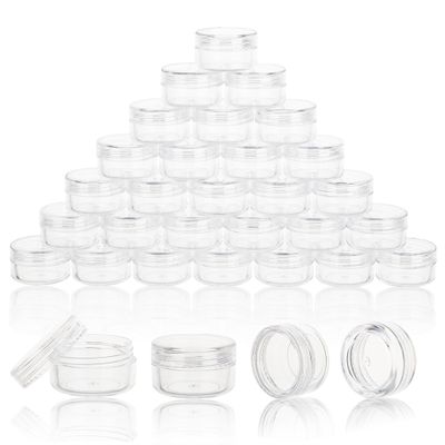 200 Count 3 Gram Sample Containers, Clear Lip Balm Containers with Lids, Small Plastic Sample Jars with 12 Mini Spoons, 200pcs Labels (Clear Lid)