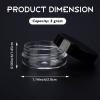 100 Count 3 Gram Sample Containers, Clear Lip Balm Containers with Lids, Small Plastic Sample Jars with 8 Mini Spoons, 100pcs Labels (Black Lid) view 2