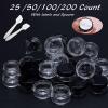 100 Count 3 Gram Sample Containers, Clear Lip Balm Containers with Lids, Small Plastic Sample Jars with 8 Mini Spoons, 100pcs Labels (Black Lid) view 4