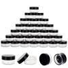 100 Count 5 Gram Sample Containers, Clear Lip Balm Containers with Lids, Small Plastic Sample Jars with 8 Mini Spoons, 100pcs Labels (Black Lid) view 1