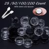 100 Count 5 Gram Sample Containers, Clear Lip Balm Containers with Lids, Small Plastic Sample Jars with 8 Mini Spoons, 100pcs Labels (Black Lid) view 3