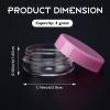 100 Count 3 Gram Sample Containers, Clear Lip Balm Containers with Lids, Small Plastic Sample Jars with 8 Mini Spoons, 100pcs Labels (Pink Lid) view 3