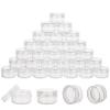 100 Count 5 Gram Sample Containers, Clear Lip Balm Containers with Lids, Small Plastic Sample Jars with 8 Mini Spoons, 100pcs Labels (Clear Lid) view 1