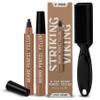 Striking Viking Beard Pencil Filler - Pack of 2, Light Brown - Long-Lasting Wear & Waterproof Beard Filling Pen Kit - Precision Shaping Tip & Hair Brush - Gap-Filling Coverage & Stubble Color Pen view 1