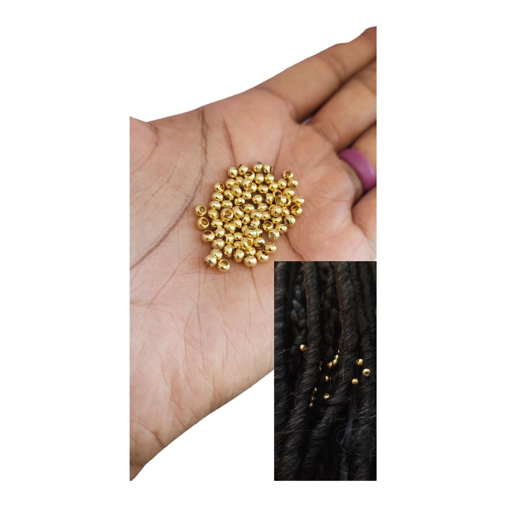 Bead It Wear It Love It Metal Loc sprinkle Hair Beads, DreaLock Hair Accessories, Loc Jewelry (24kt Gold Plated Brass, 6/0 4mm)