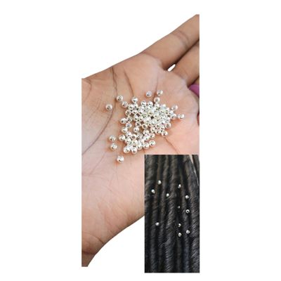 Bead It Wear It Love It Metal Loc sprinkle Hair Beads, DreaLock Hair Accessories, Loc Jewelry (Sterling Silver Plated Brass, 6/0 4mm)