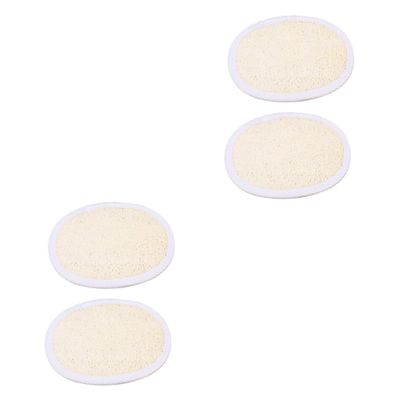 Beavorty 4pcs Natural Loofah Pads Body Scrubbers for Shower Back Gentle Exfoliating Sponge Pads for Boys and Girls Adults Easy Hang Grip Lanyard Elastic Band