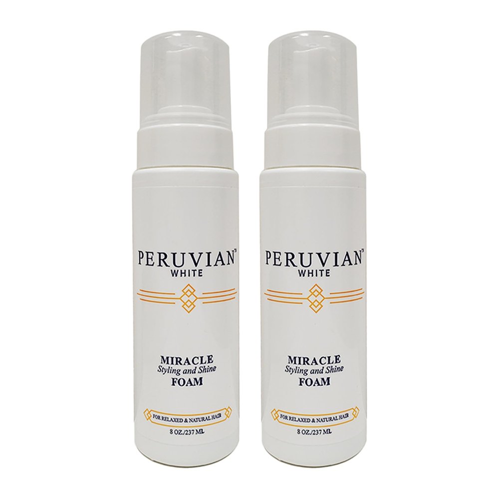Peruvian white Miracle Styling and Shine Foam Mousse, 8 oz. (Pack of 2)