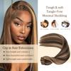 P427 Brown Clip in Hair Extensions,Soft Real Human Hair 16 Inch 120g 7pcs,Brazilian Remy Blonde Clip ins for Women,Highlight Brown Straight Clip ins Silky Hair Extensions view 3