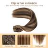 P427 Brown Clip in Hair Extensions,Soft Real Human Hair 16 Inch 120g 7pcs,Brazilian Remy Blonde Clip ins for Women,Highlight Brown Straight Clip ins Silky Hair Extensions view 4