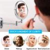 8-Inch LED Lighted Wall Mount Makeup Mirror, Two-Sided Extension Wall Mount Mirror, 360 Degree Swivel Bathroom Mirror, 12-Inch Extension, 5X Magnification, Chrome Bedroom Bathroom,Silver,8InchPlug view 4