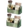 SUNFICON 2 Pack Makeup Trays Organizers Holders Cosmetic Display Cases Tabletop Desktop Vanity Countertop Bathroom Wall Cabinet Medicine Storage Boxes for Womens Ladies Girls Crystal Green view 1