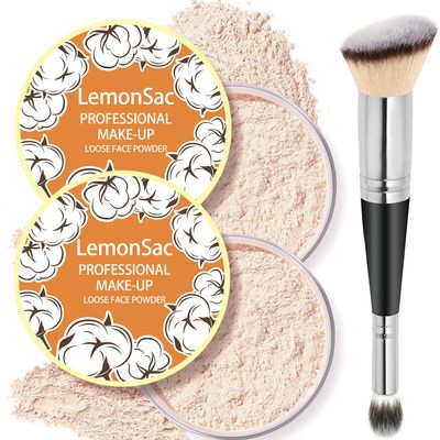 2PCS Loose Face Powder, Oil Control Minimizes Pores and Fine Lines, Loose Baking Face Setting Powder Makeup, Oil Control Soft Focus Effect Make Up, Matte Ultra Flawless Finish(04# Natural)