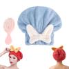 DENGWANG Super Absorbent Hair Towel Wrap for Wet Hair, Quick Dry Head wrap with Bow-Knot Shower Cap, Microfiber Hair Towel Wrap, Super Absorbent Hair Towel Turban for Curly, Long & Thick Hair (Blue) view 1