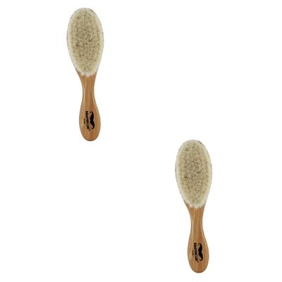 FRCOLOR 2pcs Dense Wool Brush Curved Natural Handle for Efficient Hair and Beard Cleaning Barber Shops and Households