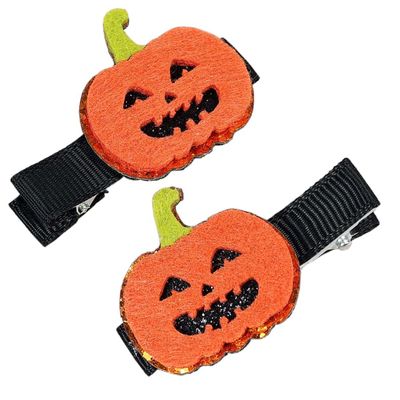 Girls Halloween Hair Clip Baby Halloween Hair Accessories Hair Pin 2 Pack ZFJ37 (Pumpkin)