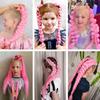 2 Pack Braid Ponytail Extension with Elastic Tie Straight Sleek Wrap Around Braid Wig Ponytail Pink Gradient 26 Inch (Pink/Light Pink) view 4
