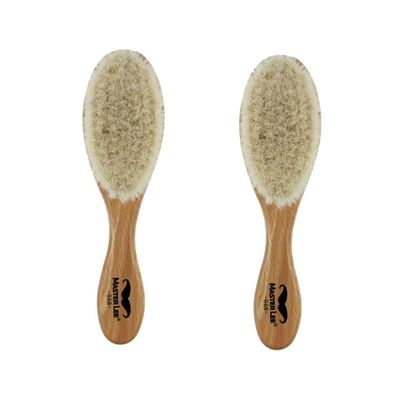 Beavorty 2pcs Dense Wool Cleaning Brush Curved Handle for Men Beard and Hair Care for Barber Shops and Home Use Compatible Shaving Products and Moisturizers