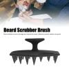 Beard Scrubber Brush, Promote Beard Exfoliator Brush Pores Cleansing Improve Circulation Soft Silicone Suction Cup for Daily Use (Black) view 2