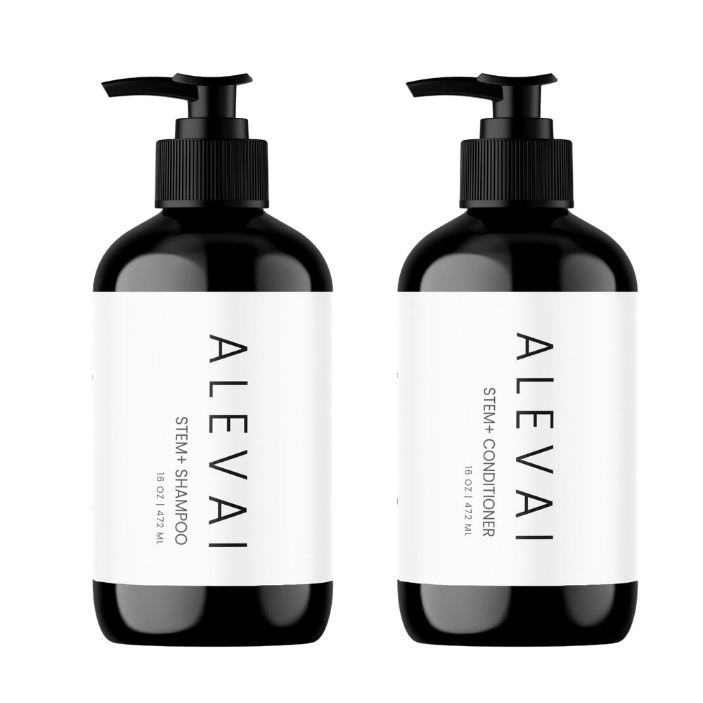 Alevai Stem+ Shampoo & Conditioner 1oz Set | Oily & Dry Scalp Treatment | Repairs, Strengthens, & Nourishes | Safe For Color & Chemically Treated Hair | Sulfate-Free | Paraben & Phthalate Free | Vegan