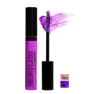 Easilydays Neon Mascara neon makeup, Hign pigment Color That Glows Under UV Light Mascara, Gets You Noticed, Waterproof, Long Lasting, No Clumping Eyelas, Halloween Cosplay for Women&Girls(#06 Purple)