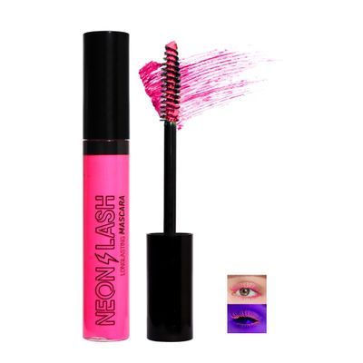 Easilydays UV Glow Blacklight Colored Mascara for Eyelashes, Colorful Waterproof Fluorescent Mascara for Eyelashes Long lasting Charming Voluminous Mascara for Women, Day or Night Stage, Clubbing, Halloween Eye Makeup (#04 Pink)