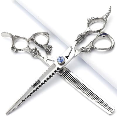 6/7/7.5/8/9 inch scissors silver professional hairdresser hair cut and trim diluted sharp 440C steel (7 inch 2pc-D)