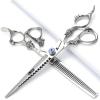 6/7/7.5/8/9 inch scissors silver professional hairdresser hair cut and trim diluted sharp 440C steel (7 inch 2pc-D) view 1