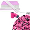 12 Pcs File Nail 80Grit Double Sided Nail File, Professional Nail File, Pink Sanding Bands for Nail Drill 100pcs, 180 Grit Sanding Bands for Nail view 1