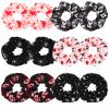 12PCS Halloween Blood Hair Scrunchies Spooky Horror Eyeball Skull Skeleton Moon Star Ghost Hair Ties for Women Girls Ladies Party Gifts view 1