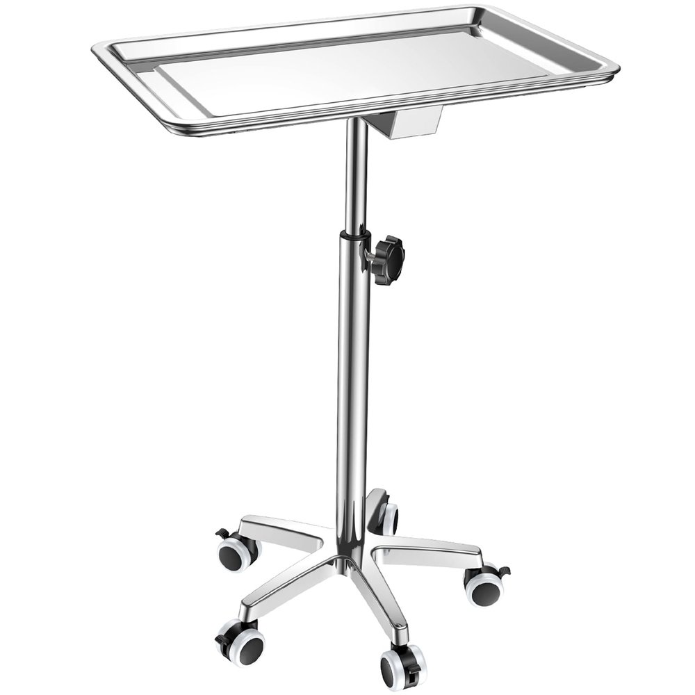 ChoJiah Extra Large Mayo Stand Rolling Salon Tray on Wheels Hairstylist Tray Heavy Duty Tattoo Tray, Ideal Use for for Hair Salon Dental Hairstylist Cart