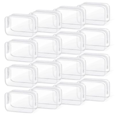 TISRATOK 16 PCS Clear Makeup Bag, Travel Essentials Toiletry Bag, Transparent PVC Cosmetic Organizer Toy Storage Pouch for Women Men - WHITE,Small