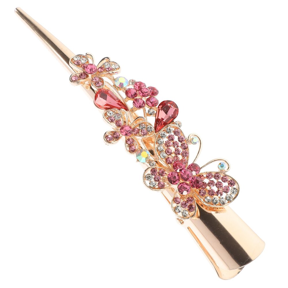 Beavorty Rhinestone Hair Clip Butterfly Barrette for Thick Hair for Parties Weddings and Daily Wear Sturdy Alligator Clip
