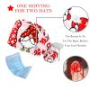 2 Pcs Working Caps with Buttons and Ribbon Tie, Christmas Gnome Pattern Bouffant Hats Scrub Caps Women Long Hair view 3