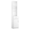 Premium White Standing Barber Cabinet with 5 Compartments, 1 Drawer, and 1 Door - Professional Salon Shelf Station view 1