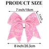12 Pcs Large Glitter Ponytail Holders - Big 8" Hair Bows and Elastic Hair Ties for Cheerleaders, Sports and Teens (Pink) view 2