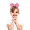 12 Pcs Large Glitter Ponytail Holders - Big 8" Hair Bows and Elastic Hair Ties for Cheerleaders, Sports and Teens (Pink) view 4