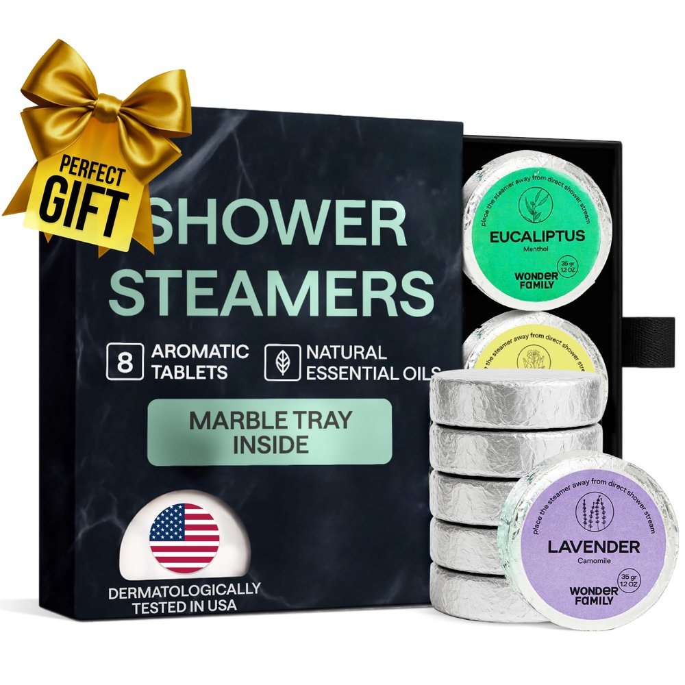 Aromatherapy Shower Steamers Gift Set Mint, Eucalyptus, Sandalwood, Lavender Essential Oil Vapor Shower Tablets, Individually Wrapped Melts, Spa Presents for Women & Men - New Year Gifts