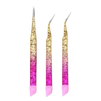 3Pcs Double Ended Nail Art Tweezers Multifunctional Stainless Steel Straight Curved Tip Tweezers Precision Lash Tweezers Nail Art Tools Nail Rhinestone Stickers Jewel Gem Applicator Tool for Women