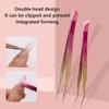 3Pcs Double Ended Nail Art Tweezers Multifunctional Stainless Steel Straight Curved Tip Tweezers Precision Lash Tweezers Nail Art Tools Nail Rhinestone Stickers Jewel Gem Applicator Tool for Women view 4